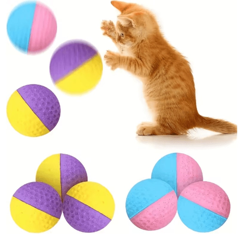 Cat Foam Ball Toys Soft Bouncy Interactive Sponge Balls For Quiet Indoor Play 5