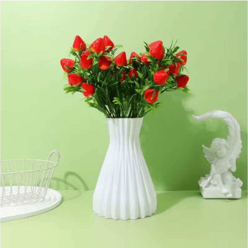 Artificial Strawberry Plant Branches 3 Pack Long Stem Fake Fruit Decor For Home And Seasonal Stylin 3