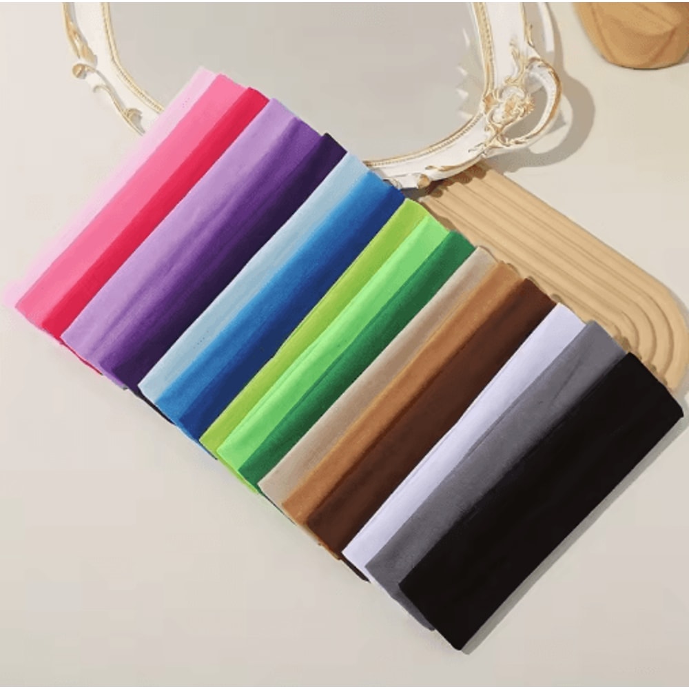 Elastic Knitted Hair Bands For Women Solid Color Fashion Headbands For Sports Yoga Makeup 5