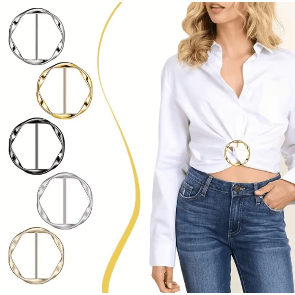 Adjustable Shirt Ring Scarf Buckle Set 5Pack Multipurpose Fashion Belt Accessories 3