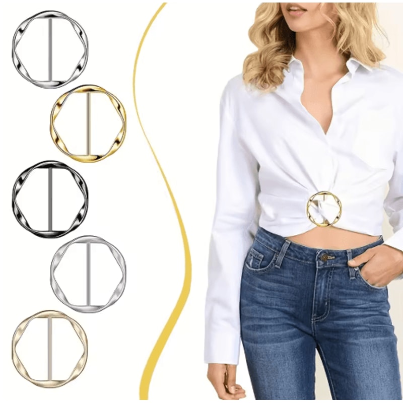 Adjustable Shirt Ring Scarf Buckle Set 5Pack Multipurpose Fashion Belt Accessories 3