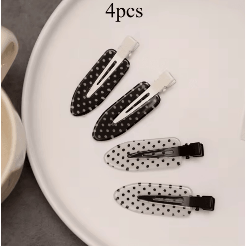 Black White Polka Dot Acrylic Hair Clips Minimalist Secure Hold Hair Styling Accessories 1