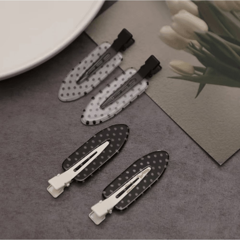 Black White Polka Dot Acrylic Hair Clips Minimalist Secure Hold Hair Styling Accessories 3