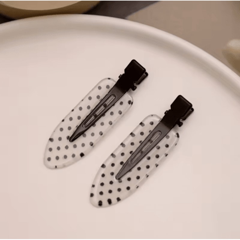 Black White Polka Dot Acrylic Hair Clips Minimalist Secure Hold Hair Styling Accessories 5