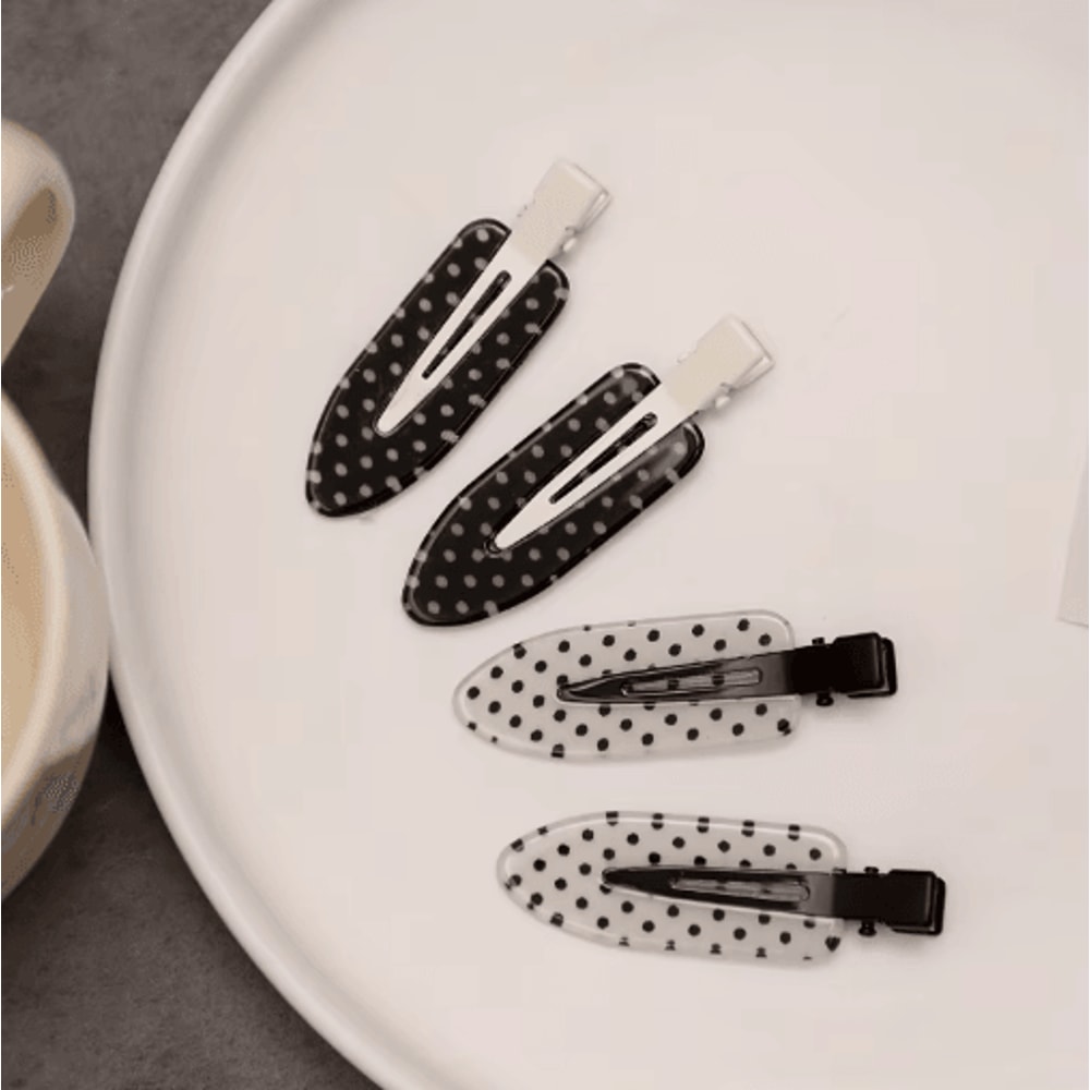Black White Polka Dot Acrylic Hair Clips Minimalist Secure Hold Hair Styling Accessories 6