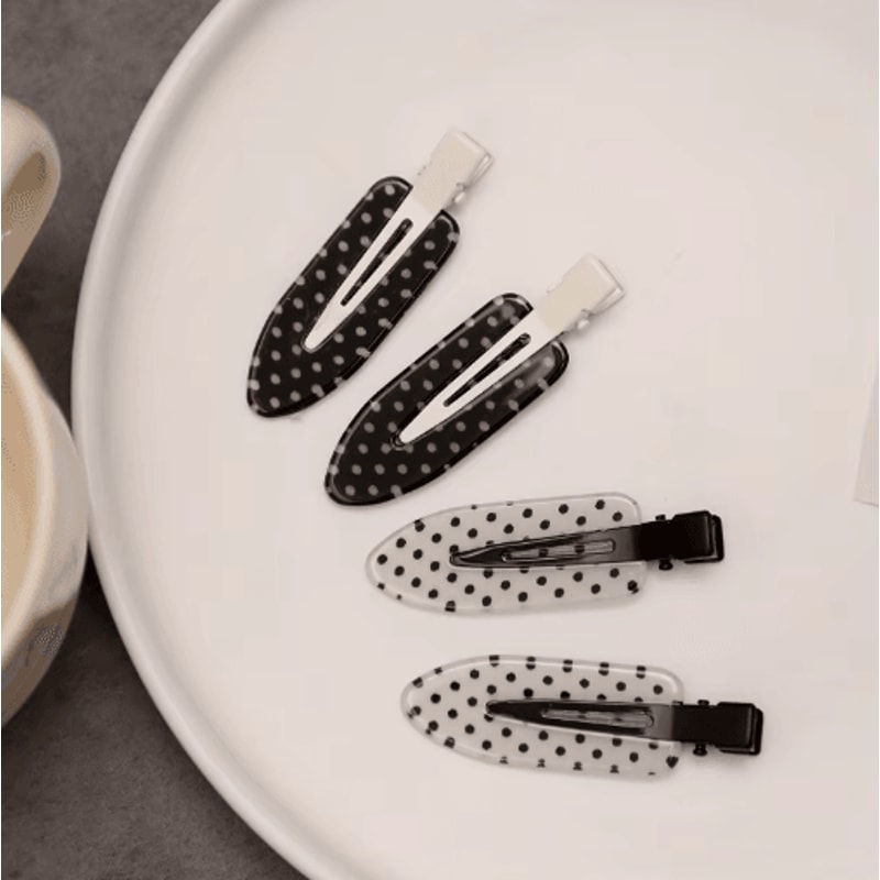 Black White Polka Dot Acrylic Hair Clips Minimalist Secure Hold Hair Styling Accessories 6