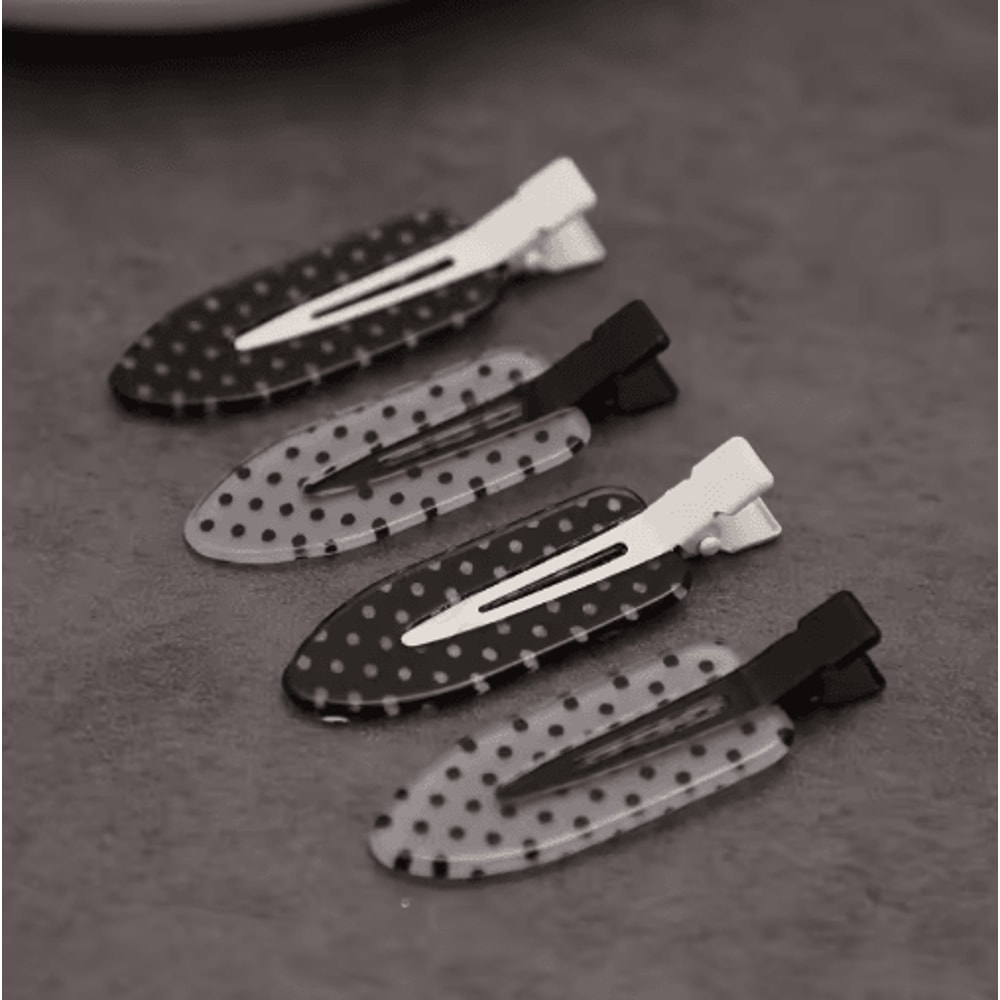 Black White Polka Dot Acrylic Hair Clips Minimalist Secure Hold Hair Styling Accessories 0