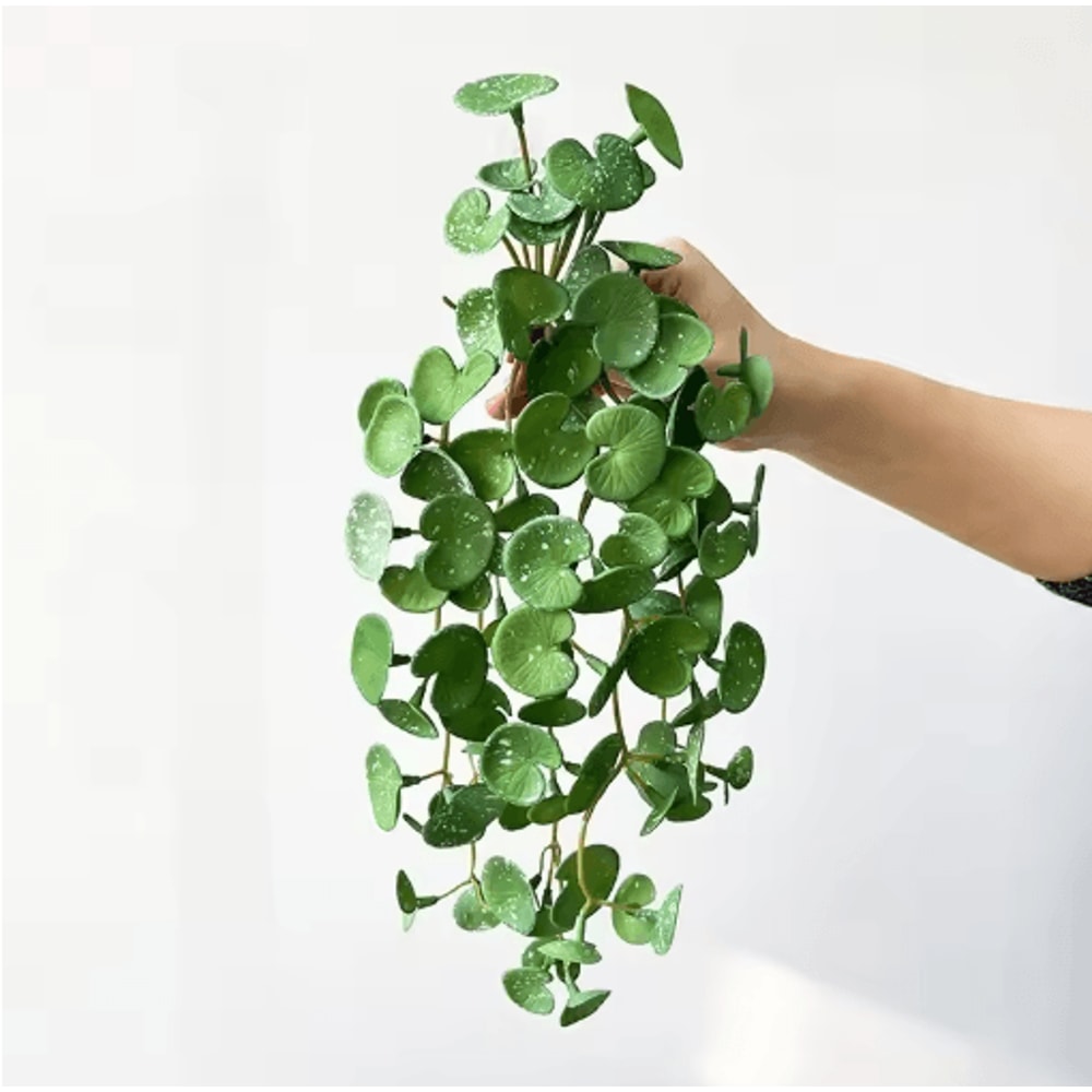 Artificial Copper Coin Grass Plant Bouquet Lifelike Green Wall Hanging For Home Office Decor 6