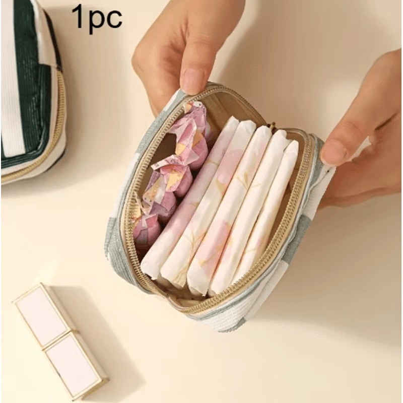 Corduroy Makeup Bag Large Capacity Cosmetic Toiletry Organizer For Travel And Daily Use 1