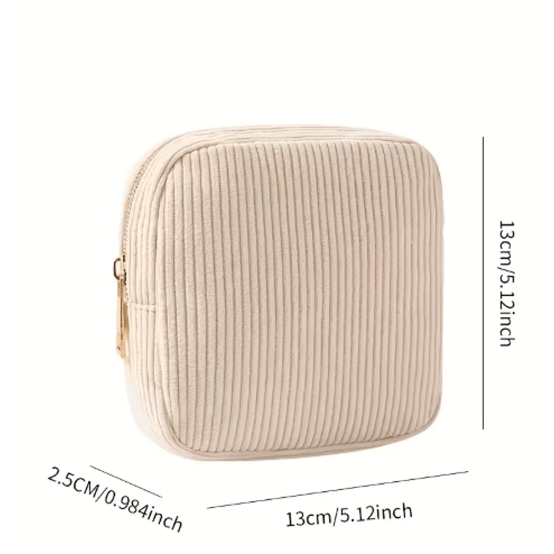 Corduroy Makeup Bag Large Capacity Cosmetic Toiletry Organizer For Travel And Daily Use 5