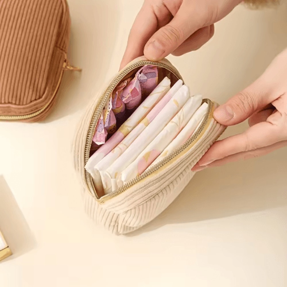 Corduroy Makeup Bag Large Capacity Cosmetic Toiletry Organizer For Travel And Daily Use 8