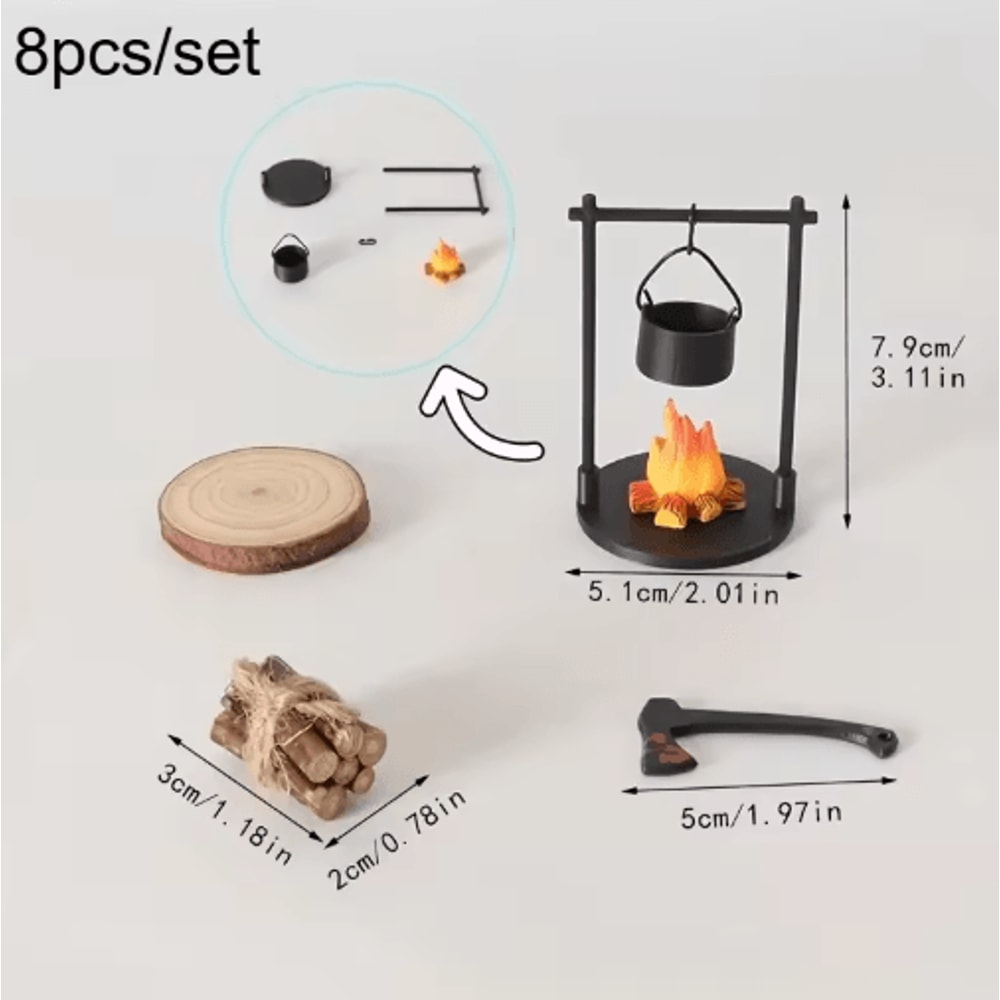 Mini Campfire Teapot Figurine Cozy Miniature Decor For Home Creative Displays 1