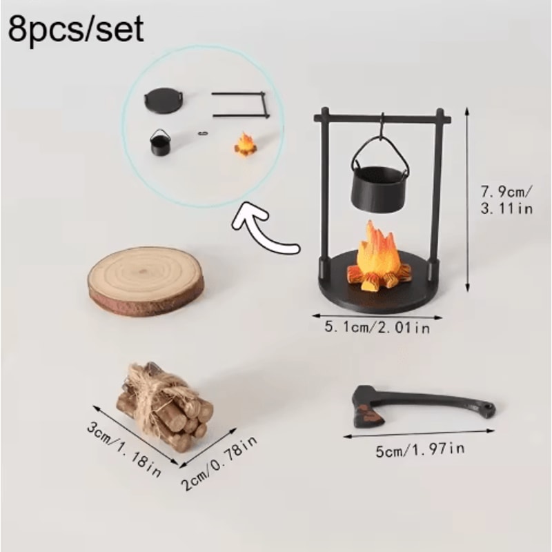 Mini Campfire Teapot Figurine Cozy Miniature Decor For Home Creative Displays 1