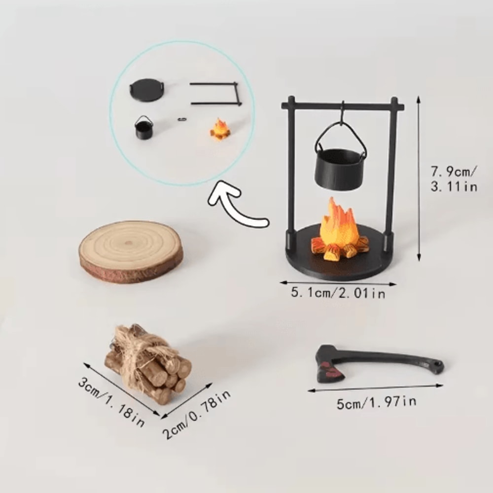 Mini Campfire Teapot Figurine Cozy Miniature Decor For Home Creative Displays 2