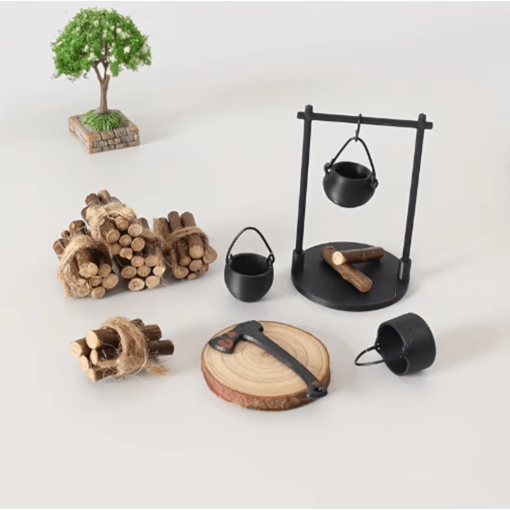 Mini Campfire Teapot Figurine Cozy Miniature Decor For Home Creative Displays 3