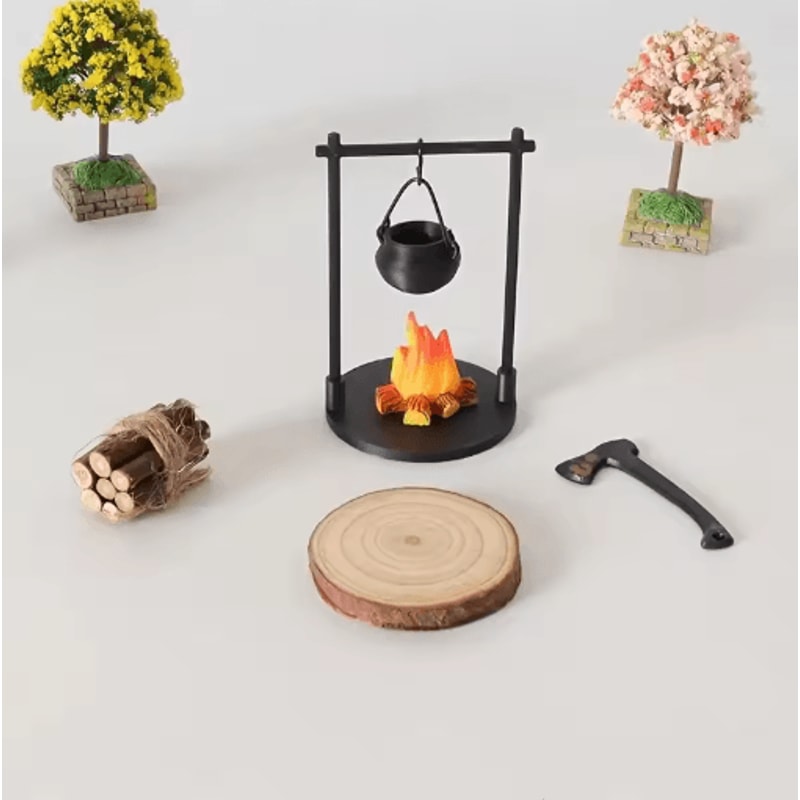 Mini Campfire Teapot Figurine Cozy Miniature Decor For Home Creative Displays 6