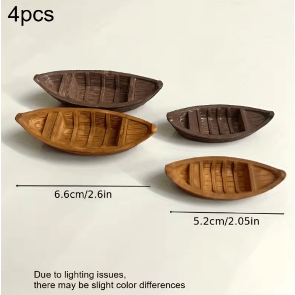 4Piece Floating Mini Boat Ornaments Realistic Resin Decor For Water Displays 1