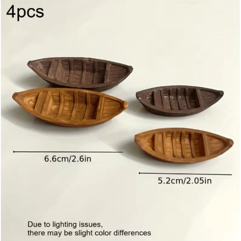 4Piece Floating Mini Boat Ornaments Realistic Resin Decor For Water Displays 1