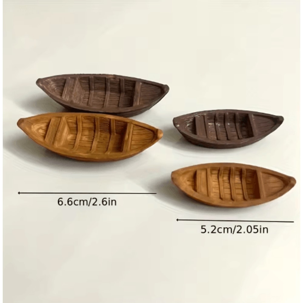 4Piece Floating Mini Boat Ornaments Realistic Resin Decor For Water Displays 2