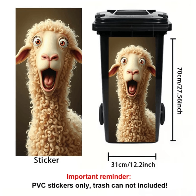Cute CurlyHaired Sheep Trash Can Sticker Fun SelfAdhesive Decor For Home Spaces 2
