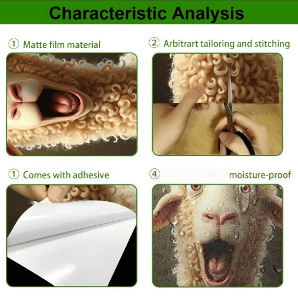 Cute CurlyHaired Sheep Trash Can Sticker Fun SelfAdhesive Decor For Home Spaces 3