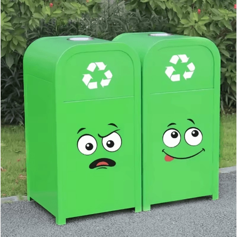 4Piece Cartoon Face Trash Can Stickers Fun Waterproof PVC Decals For Home Decor 6