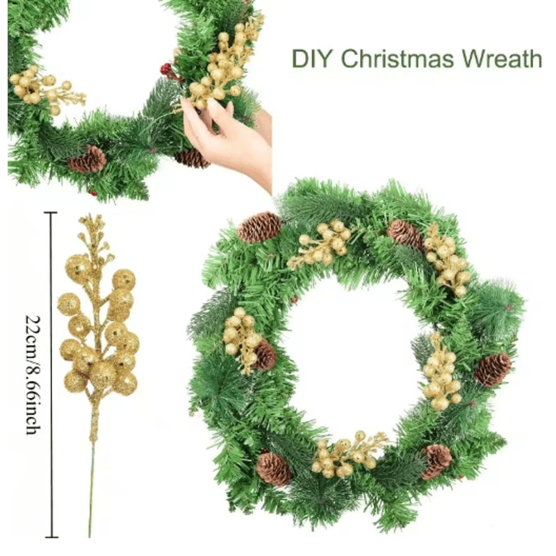 10Piece Artificial Berry Bouquet Festive Christmas Accents For Holiday Decor 7