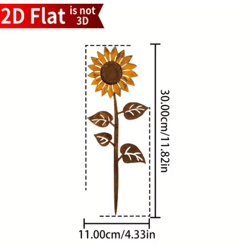 Rustic Metal Sunflower Garden Stake Vintage Outdoor Yard Art Accent 2