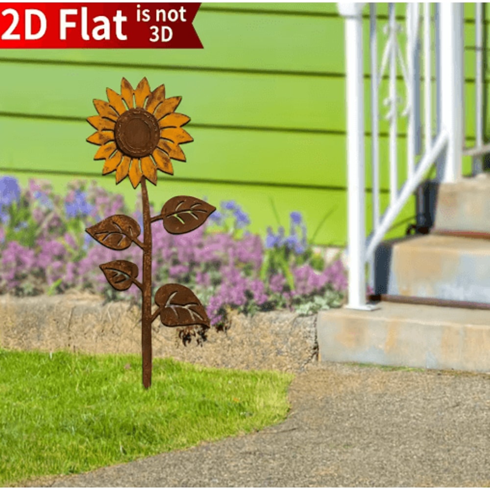 Rustic Metal Sunflower Garden Stake Vintage Outdoor Yard Art Accent 5