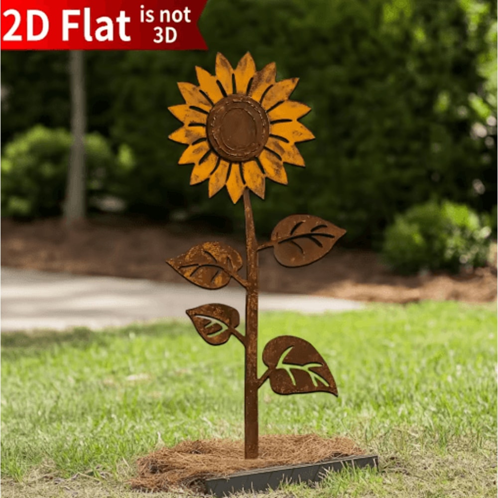 Rustic Metal Sunflower Garden Stake Vintage Outdoor Yard Art Accent 0