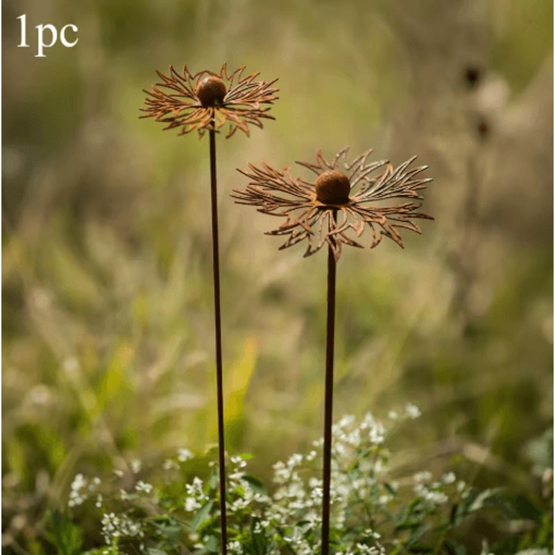 Rustic Bluebonnet Metal Garden Stake Vintage Iron Lawn Art With Rust Finish 1