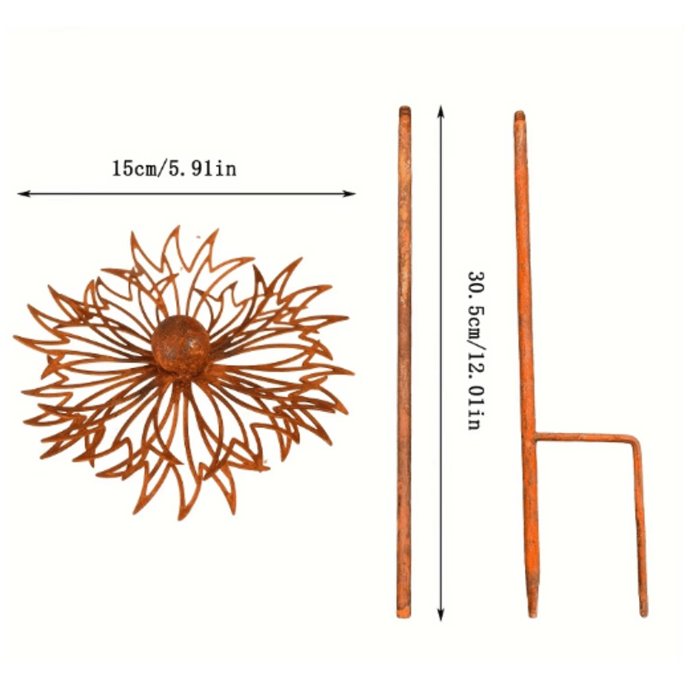 Rustic Bluebonnet Metal Garden Stake Vintage Iron Lawn Art With Rust Finish 2