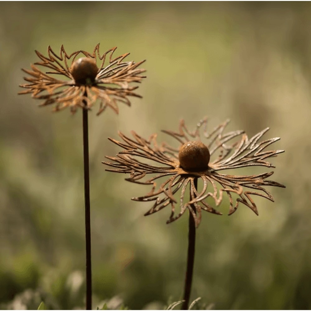 Rustic Bluebonnet Metal Garden Stake Vintage Iron Lawn Art With Rust Finish 3