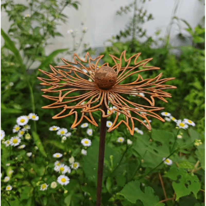 Rustic Bluebonnet Metal Garden Stake Vintage Iron Lawn Art With Rust Finish 4