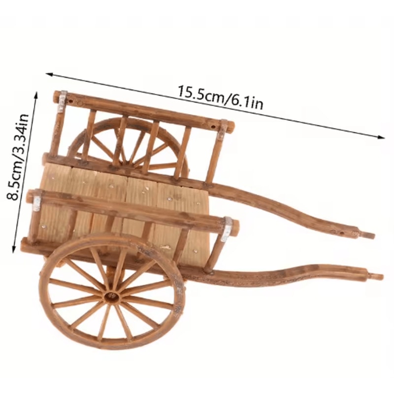 Dollhouse Mini Cart Model Realistic Miniature Garden Accessory For DIY Displays 2