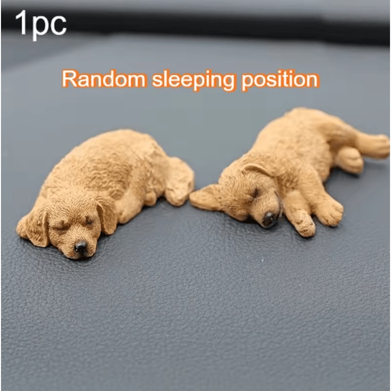 Golden Retriever Resin Car Ornament Cute Puppy Figure For Dashboard Tabletop Decor 2
