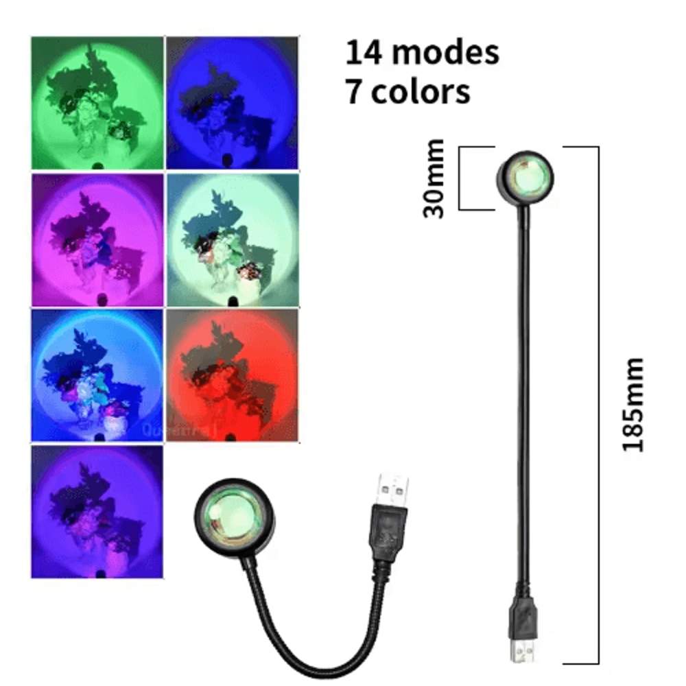 LED Sunset Projector Lamp Rainbow Mood Light For Atmosphere Creative Spaces 5
