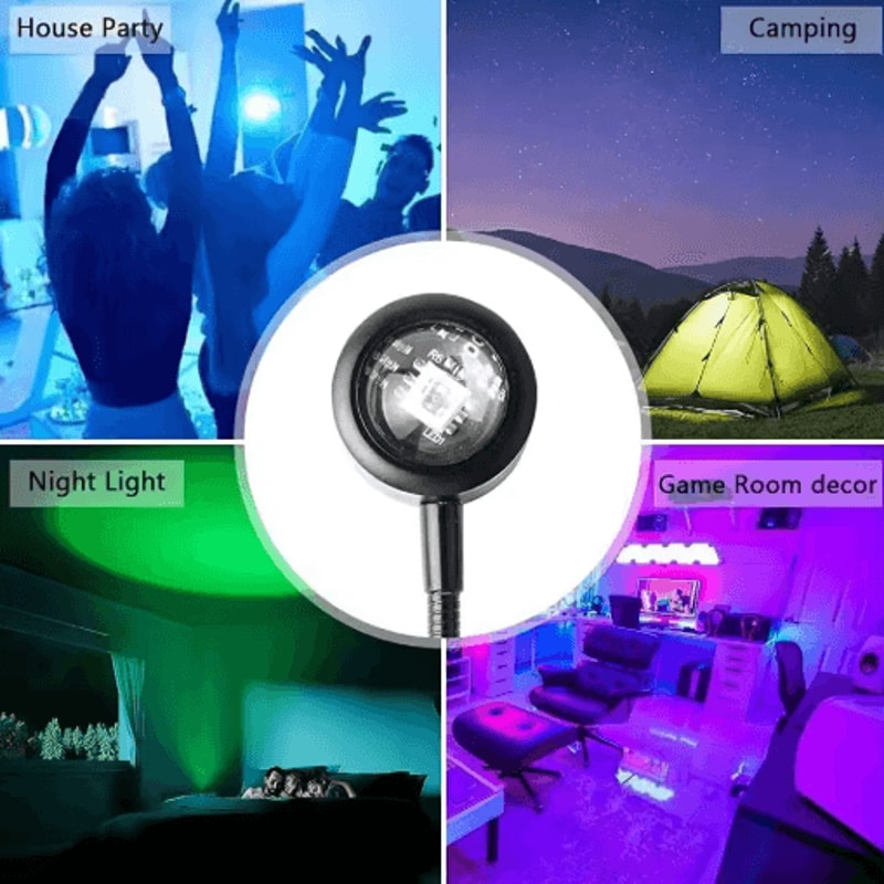 LED Sunset Projector Lamp Rainbow Mood Light For Atmosphere Creative Spaces 6