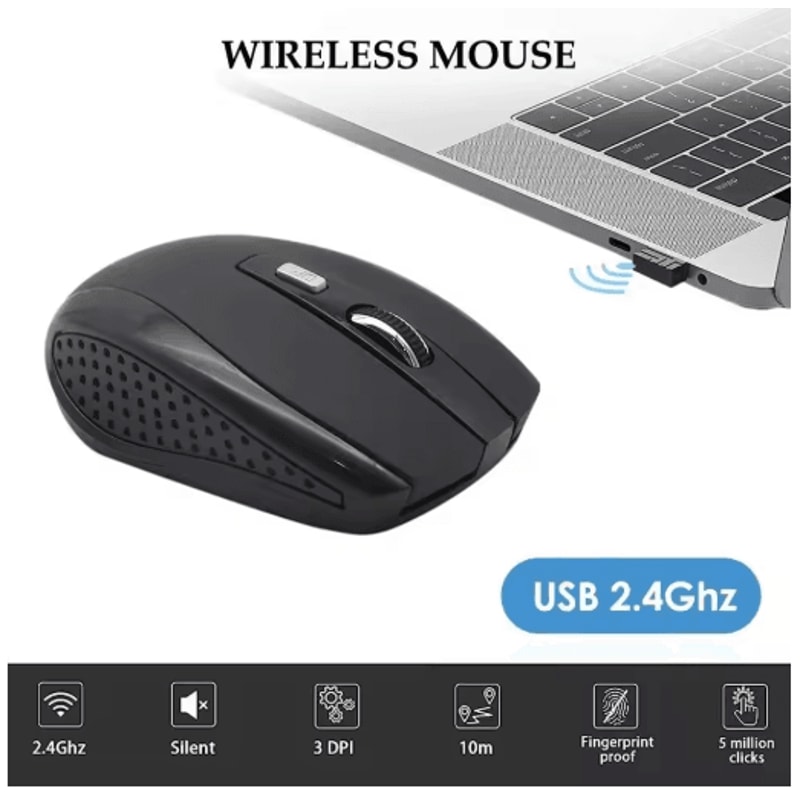 Silent Wireless Mouse 24G Portable Optical Mouse With Adjustable DPI 8