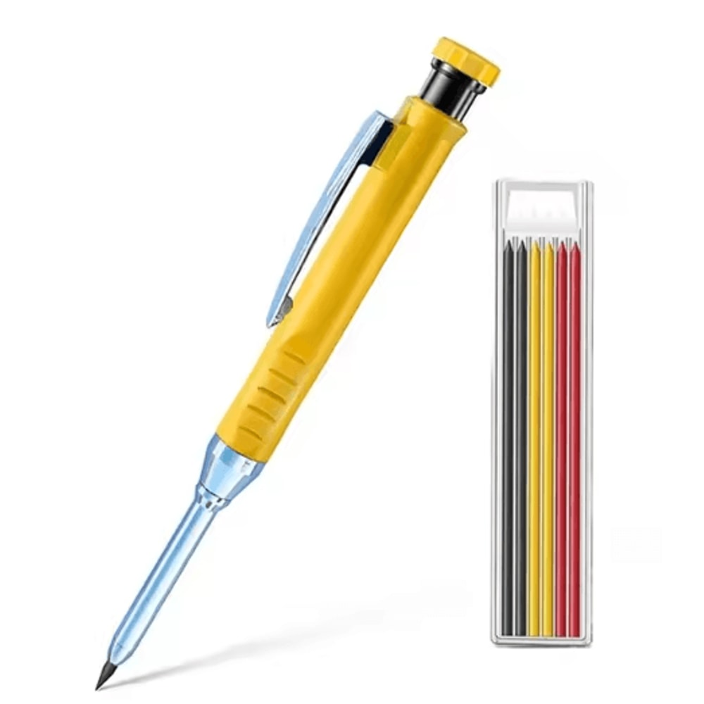 28mm Carpenter Mechanical Pencil Set Long Head Marking Tool With Sharpener 2