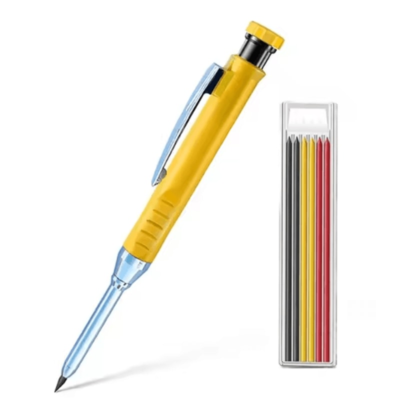 28mm Carpenter Mechanical Pencil Set Long Head Marking Tool With Sharpener 2