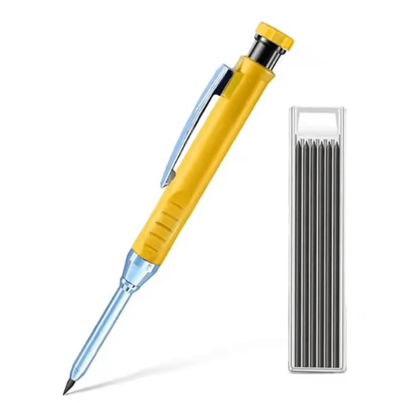 28mm Carpenter Mechanical Pencil Set Long Head Marking Tool With Sharpener 6