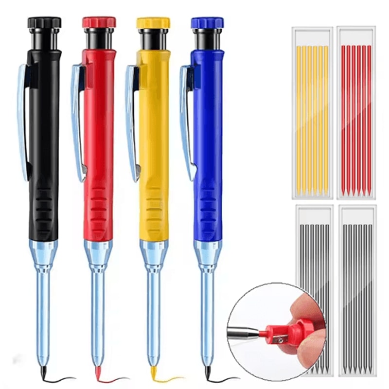 28mm Carpenter Mechanical Pencil Set Long Head Marking Tool With Sharpener 0
