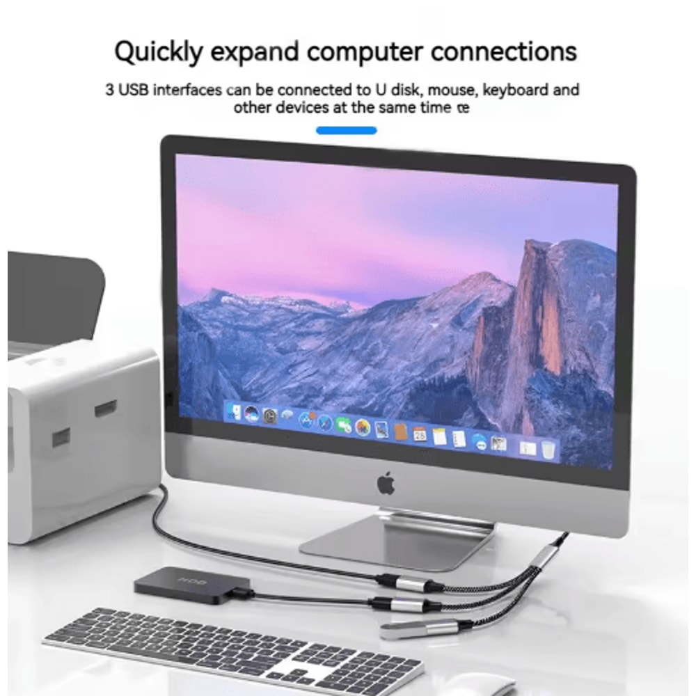 4Port USB TypeC Hub MultiPort USB Splitter For Fast Data Expansion 4