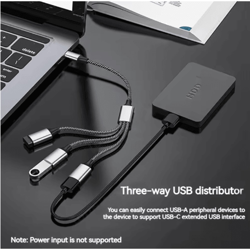 4Port USB TypeC Hub MultiPort USB Splitter For Fast Data Expansion 6