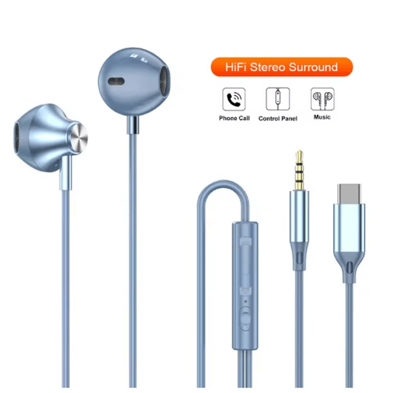 9D Stereo Wired Earphones HiFi InEar Headphones With Mic Wire Control 0