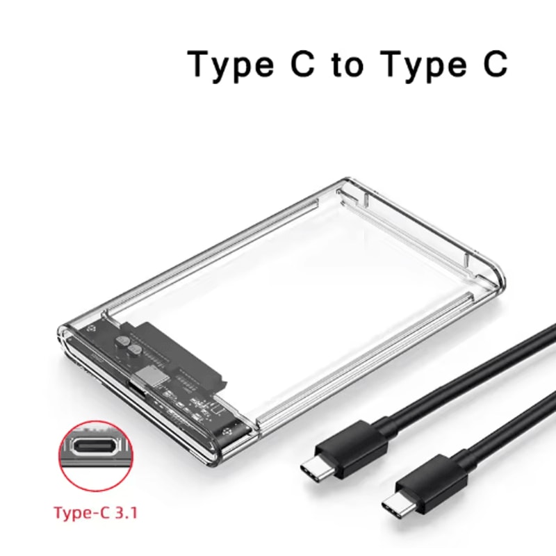 SATA To Type C External Hard Drive Enclosure 5Gbps USB Storage Case For HDD And SSD 1