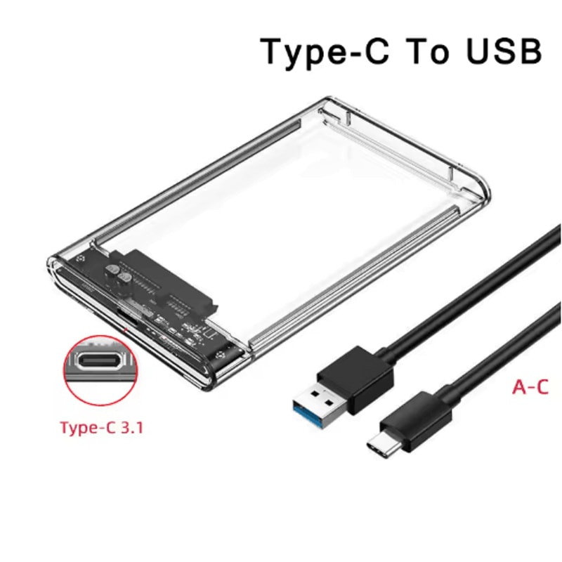 SATA To Type C External Hard Drive Enclosure 5Gbps USB Storage Case For HDD And SSD 2