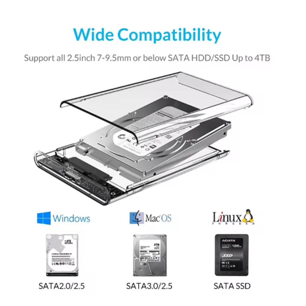 SATA To Type C External Hard Drive Enclosure 5Gbps USB Storage Case For HDD And SSD 7
