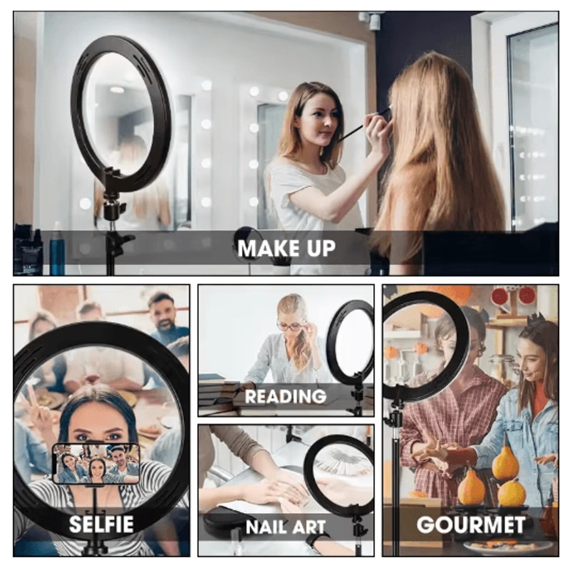 LED Selfie Ring Light With Phone Holder Portable Ring Lamp For Video Photography And YouTube 5